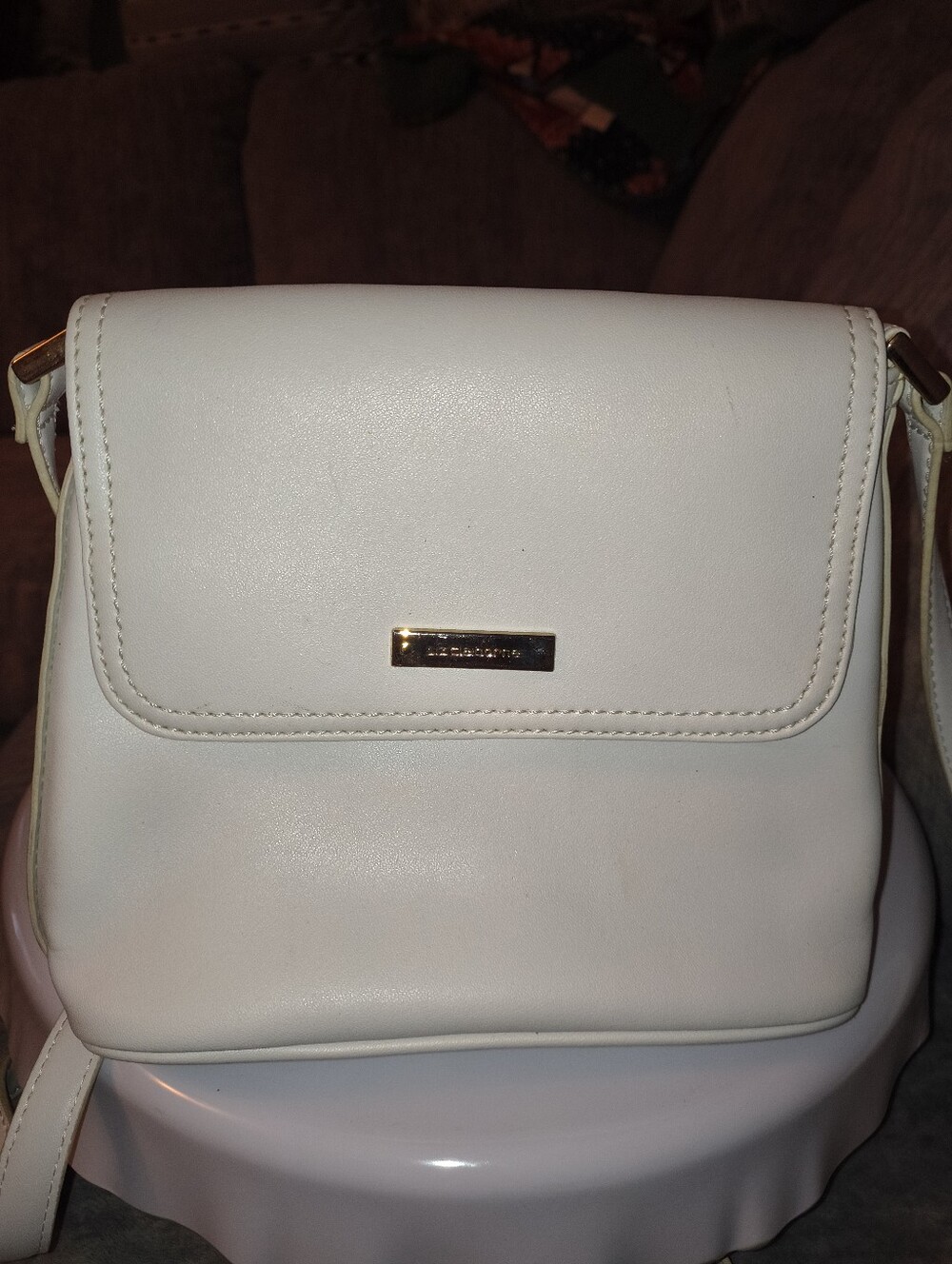 Liz Claiborne White Crossbody Bag with Gold Accent